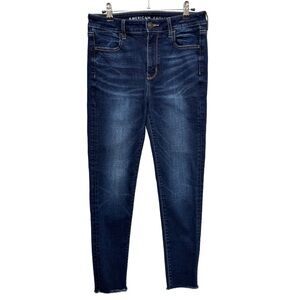 {American Eagle} "Hi Rise Jegging" Tall Long Dark Blue Skinny Denim Jeans